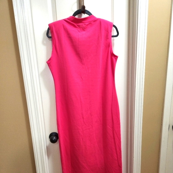 Pink shoulder pad midi dress NWOT - Picture 2 of 3